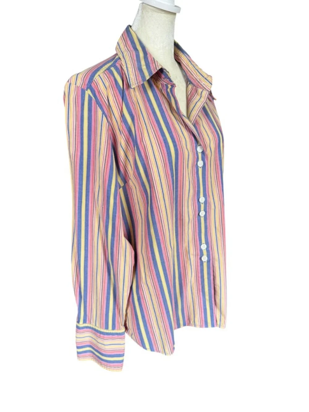 Jamaica Bay multicolored striped long sleeve button down collared shirt size L
